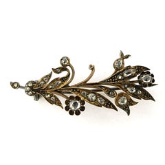 Spilla vittoriana a ramo in oro giallo 14k con diamante rosa fino a 0,50ct 7,1 grammi