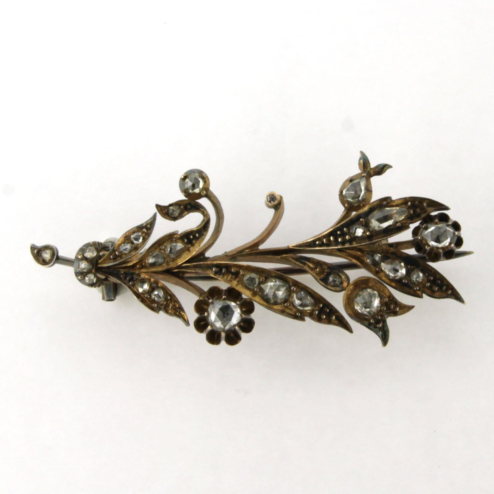 Broche victorienne en or jaune 14k avec un diamant rose jusqu'à 0.50ct 7.1 grammes Pour femmes en vente