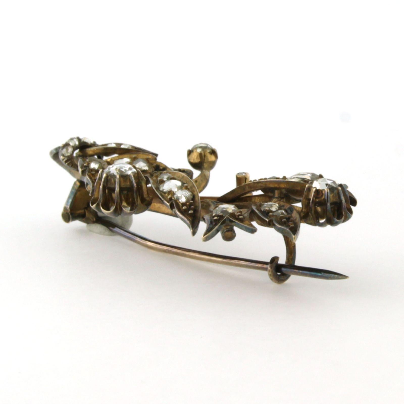 Broche victorienne en or jaune 14k avec un diamant rose jusqu'à 0.50ct 7.1 grammes en vente 1