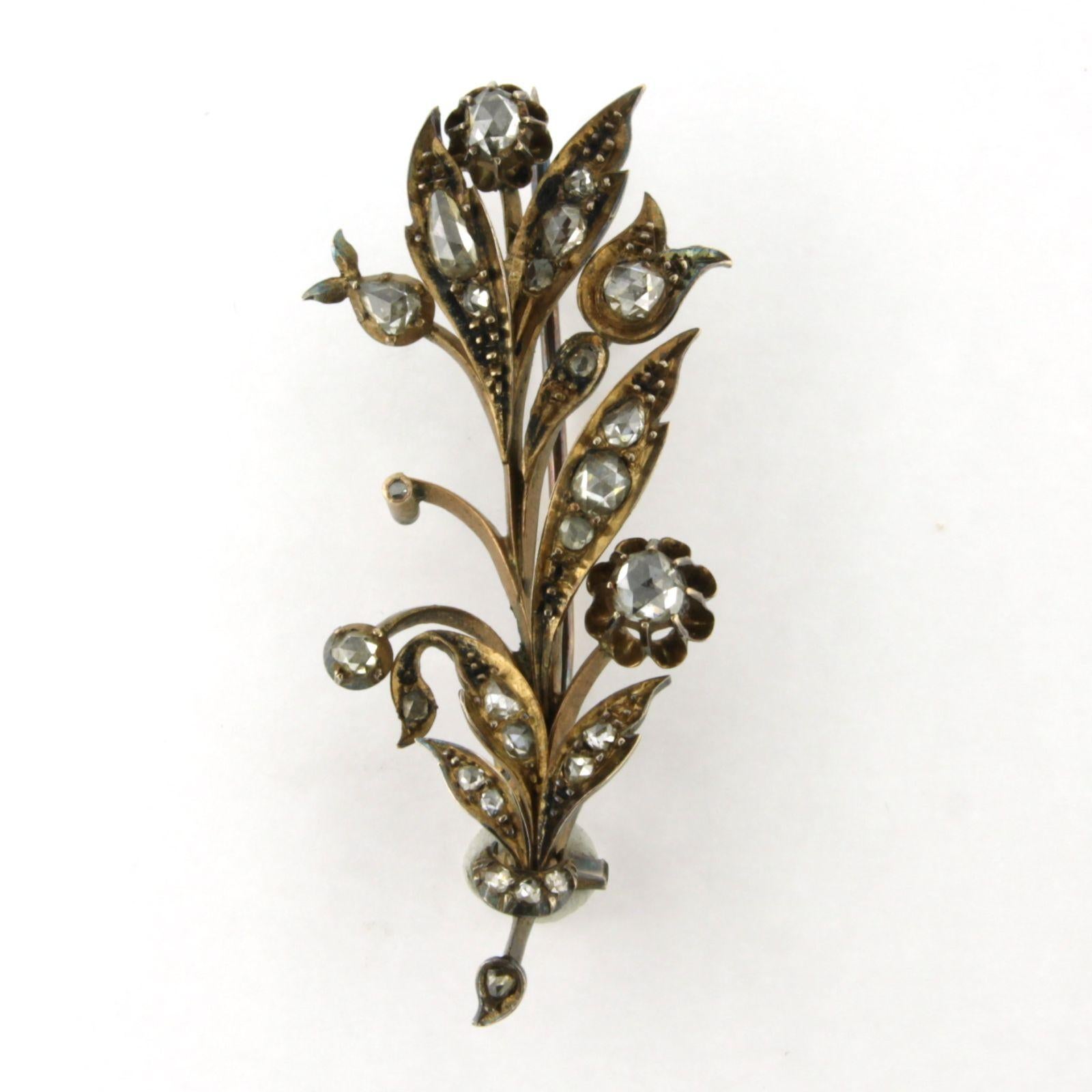 Spilla vittoriana a ramo in oro giallo 14k con diamante rosa fino a 0,50ct 7,1 grammi in vendita 1