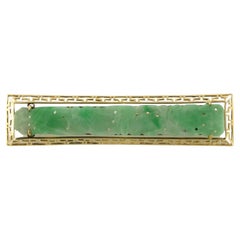 Antique Victorian 14k yellow gold brooch with jade – 8.2 grams