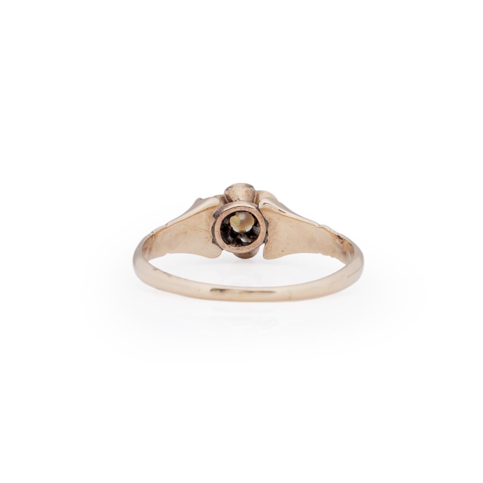 Viktorianischer viktorianischer Verlobungsring, 14 Karat Gelbgold, antiker Solitär, Schmetterling (Rundschliff)