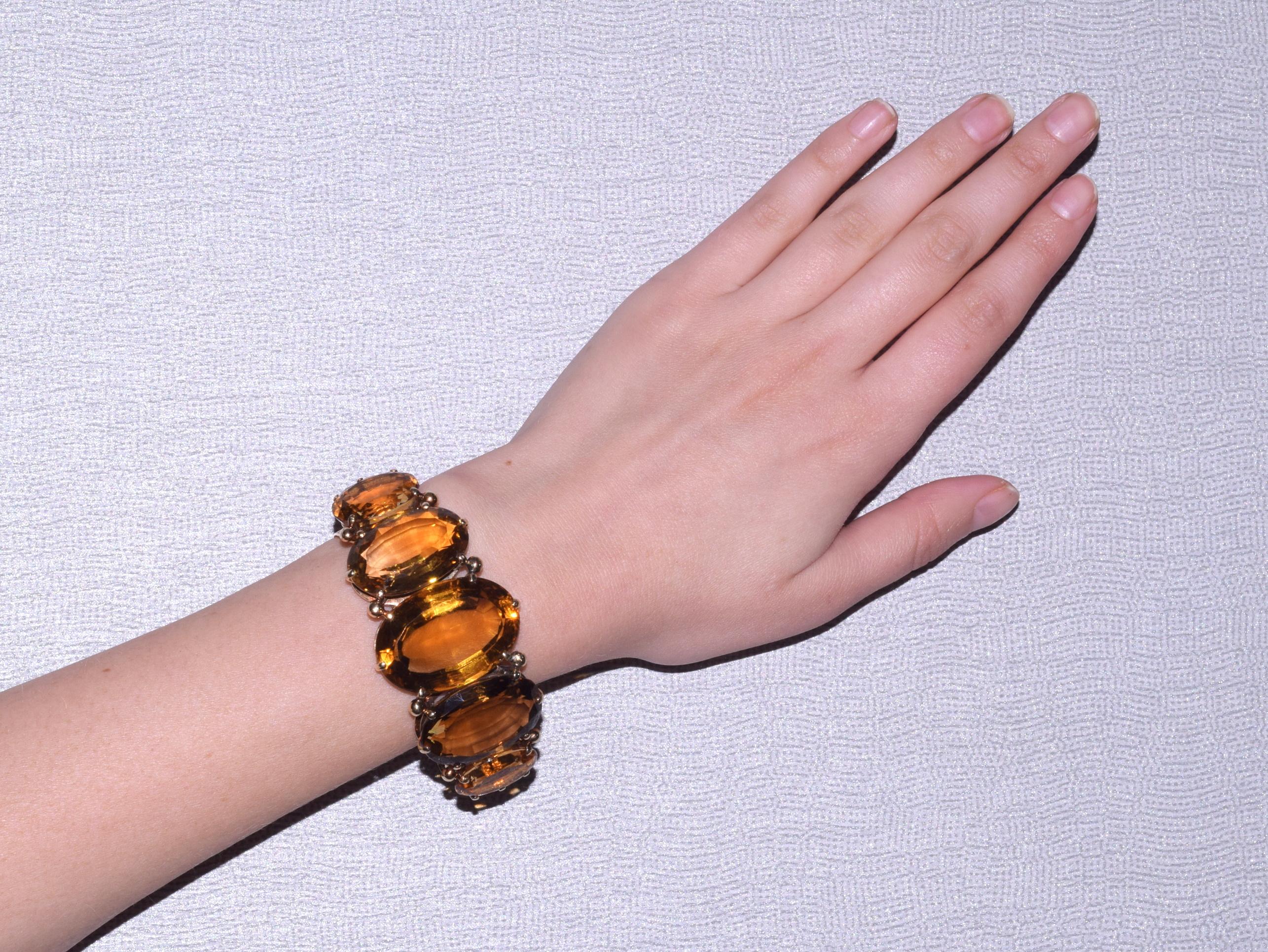 Viktorianisches Citrin-Armband aus 14 Karat Gelbgold, englisch, um 1890 im Zustand „Gut“ in New York, NY