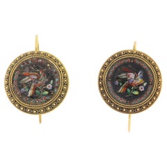 Victorian 14K Yellow Gold Enamel Drop Earring