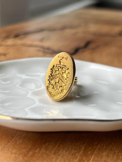 Victorian 14k Yellow Gold "Festina Lente" Heraldic Crest Fob Wax Seal Pendant