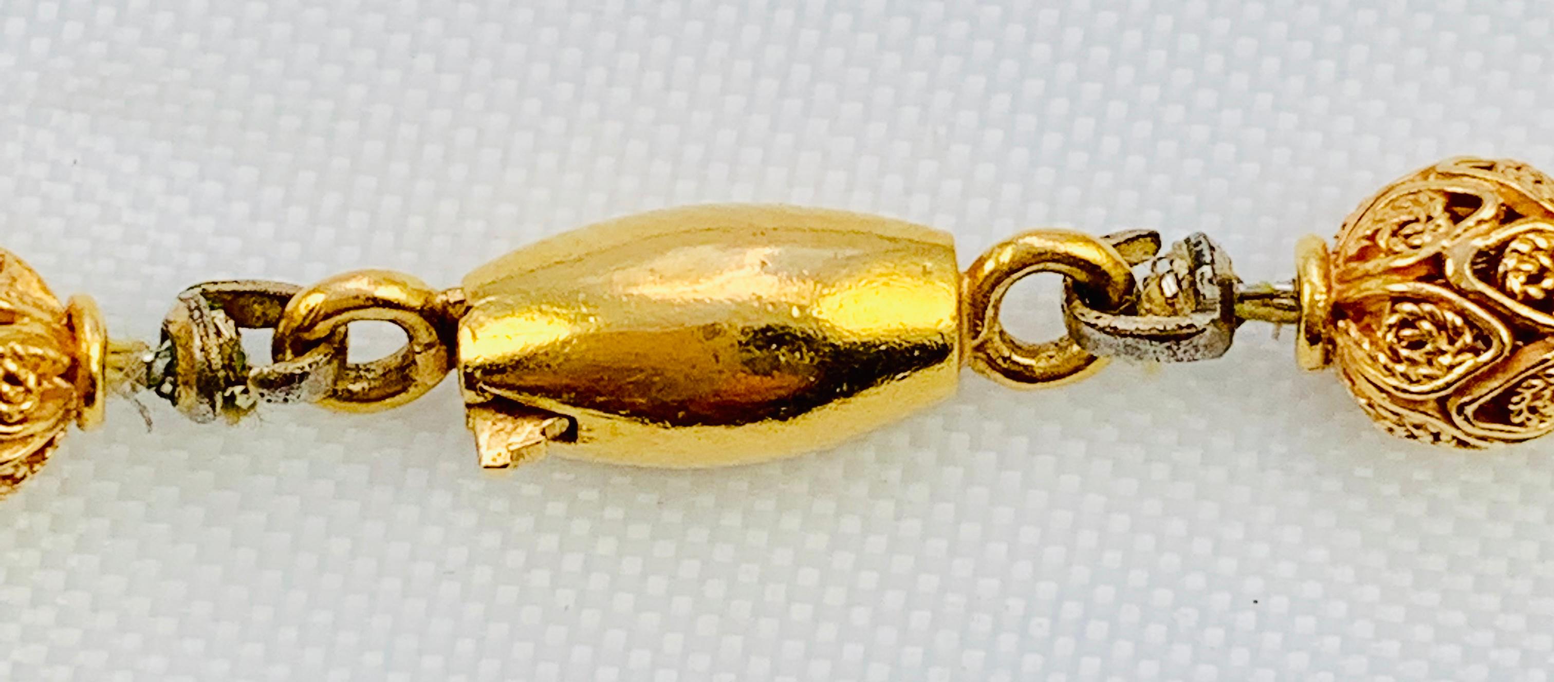 Victorian 14 Karat Yellow Gold Filigree Beaded Necklace 2