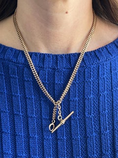 Victorian 14k Yellow Gold Flat Link Double Watch Chain