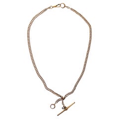 Victorian 14k Yellow Gold Flat Link Double Watch Chain