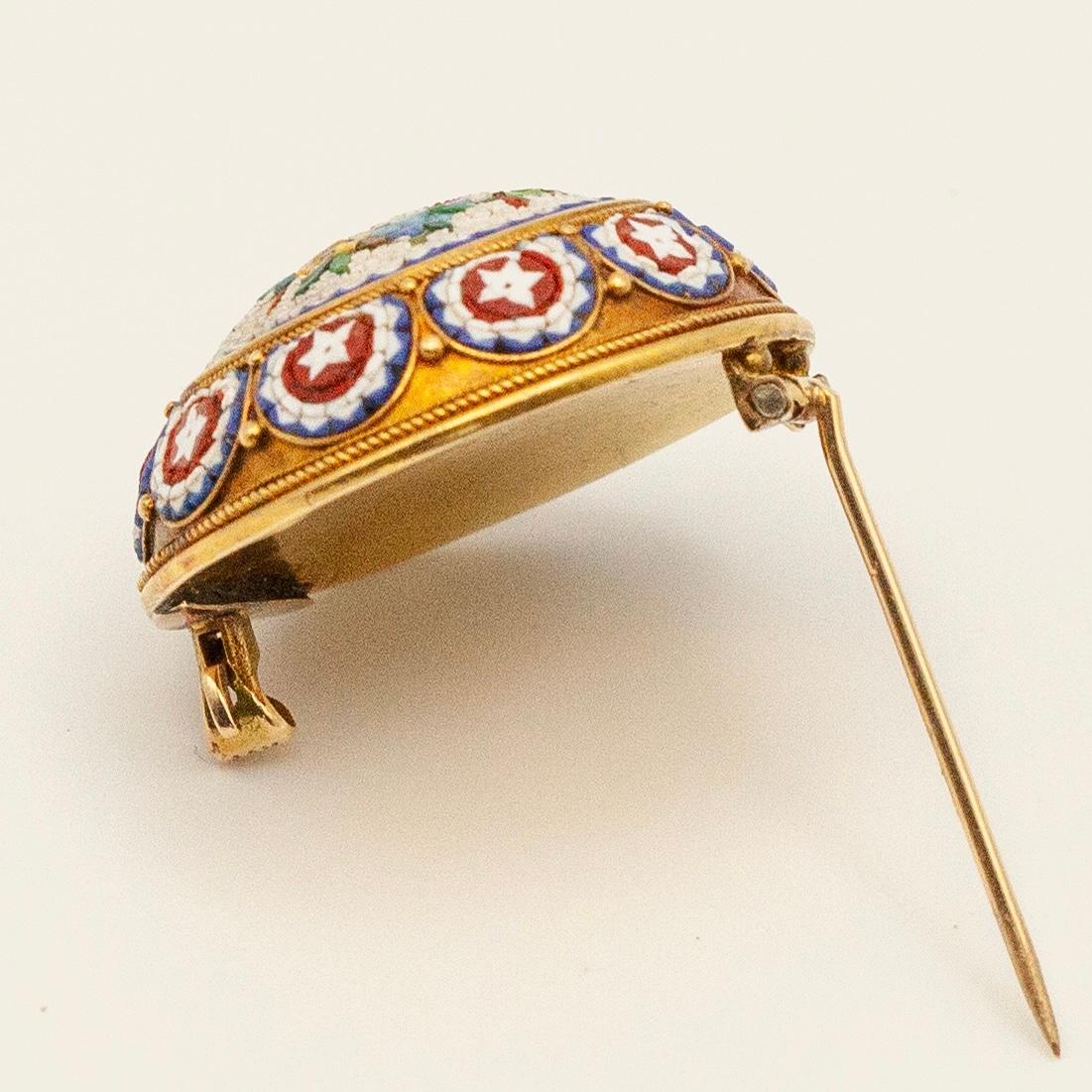 Viktorianische florale Mikro-Mosaik-Pin im Zustand „Hervorragend“ im Angebot in New York, NY