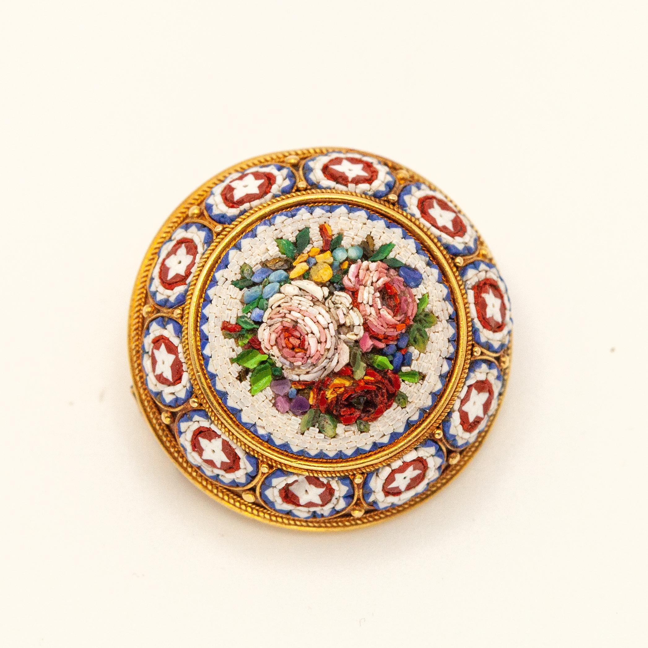 Viktorianische florale Mikro-Mosaik-Pin im Angebot 2