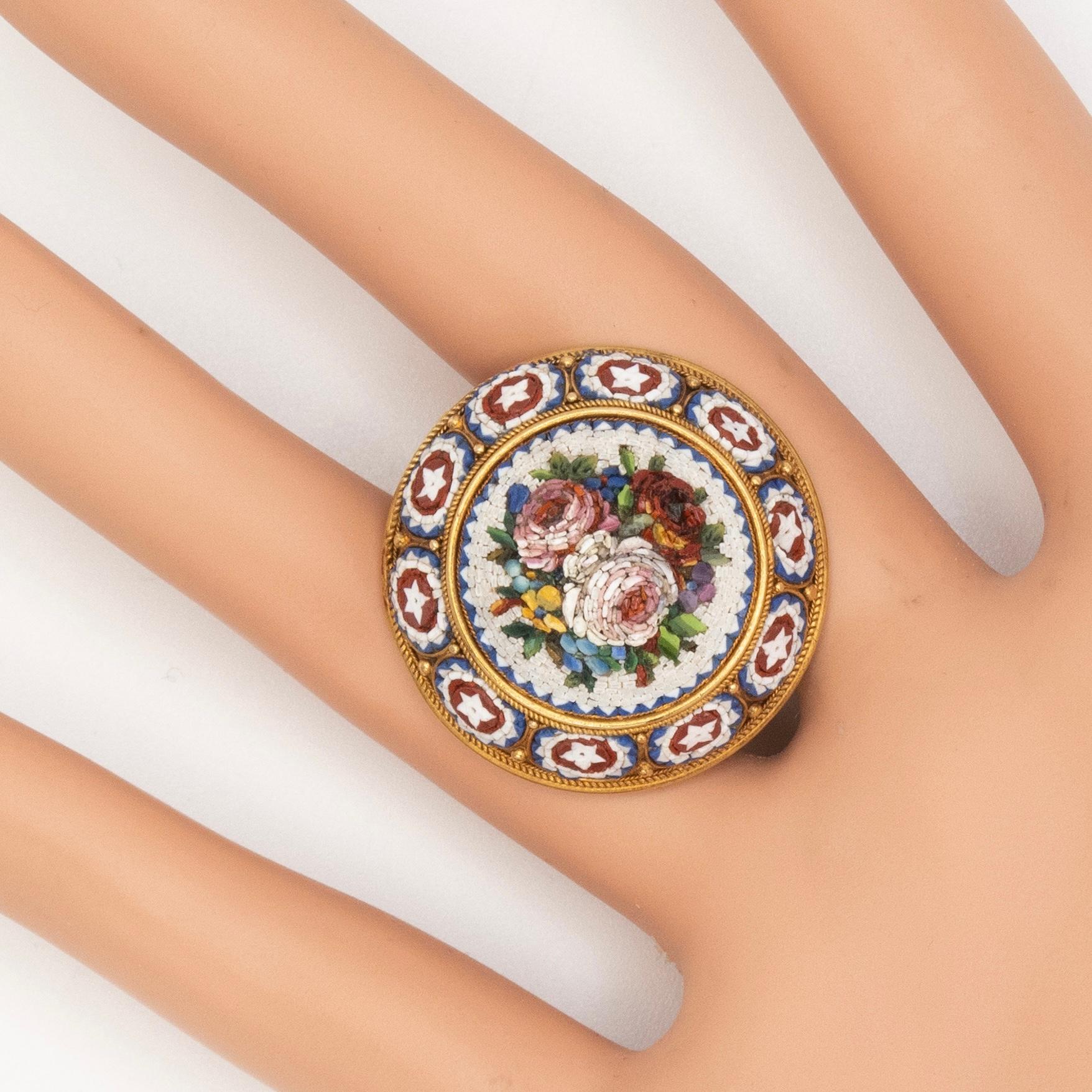 Viktorianische florale Mikro-Mosaik-Pin im Angebot 3