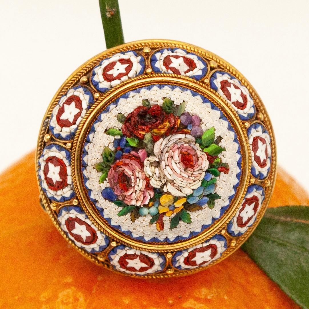 Viktorianische florale Mikro-Mosaik-Pin im Angebot 5