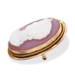 Victorian 14k Yellow Gold Hardstone Sardonyx Cameo Brooch