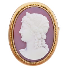 Victorian 14k Yellow Gold Hardstone Sardonyx Cameo Brooch