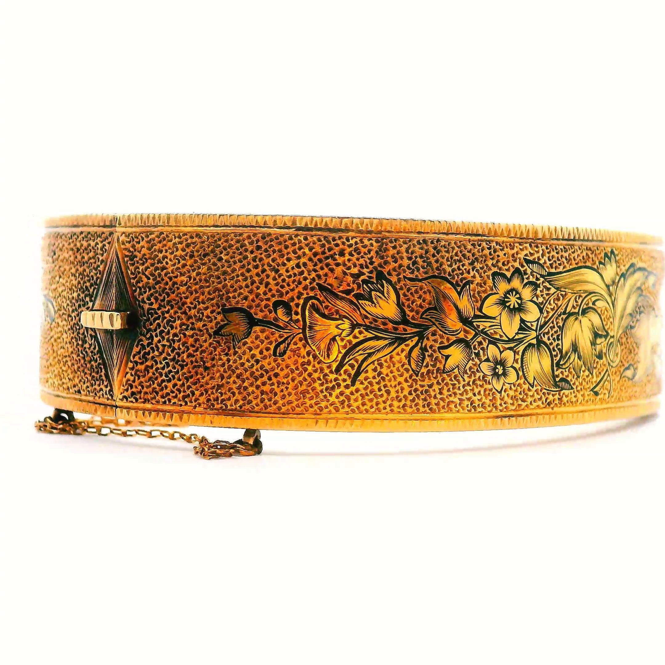 Bracelet à charnière en or jaune 14K de l'époque victorienne, vers 1880 Bon état - En vente à Lexington, KY
