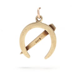 Victorian 14 Karat Yellow Gold Horseshoe and Nail Charm or Pendant
