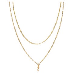 Collana vittoriana in oro giallo 14K A Link Infinity 64 IN Long Antique Fob Chain