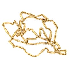 Collier de chaîne antique en or jaune 14K à maillons de style victorien