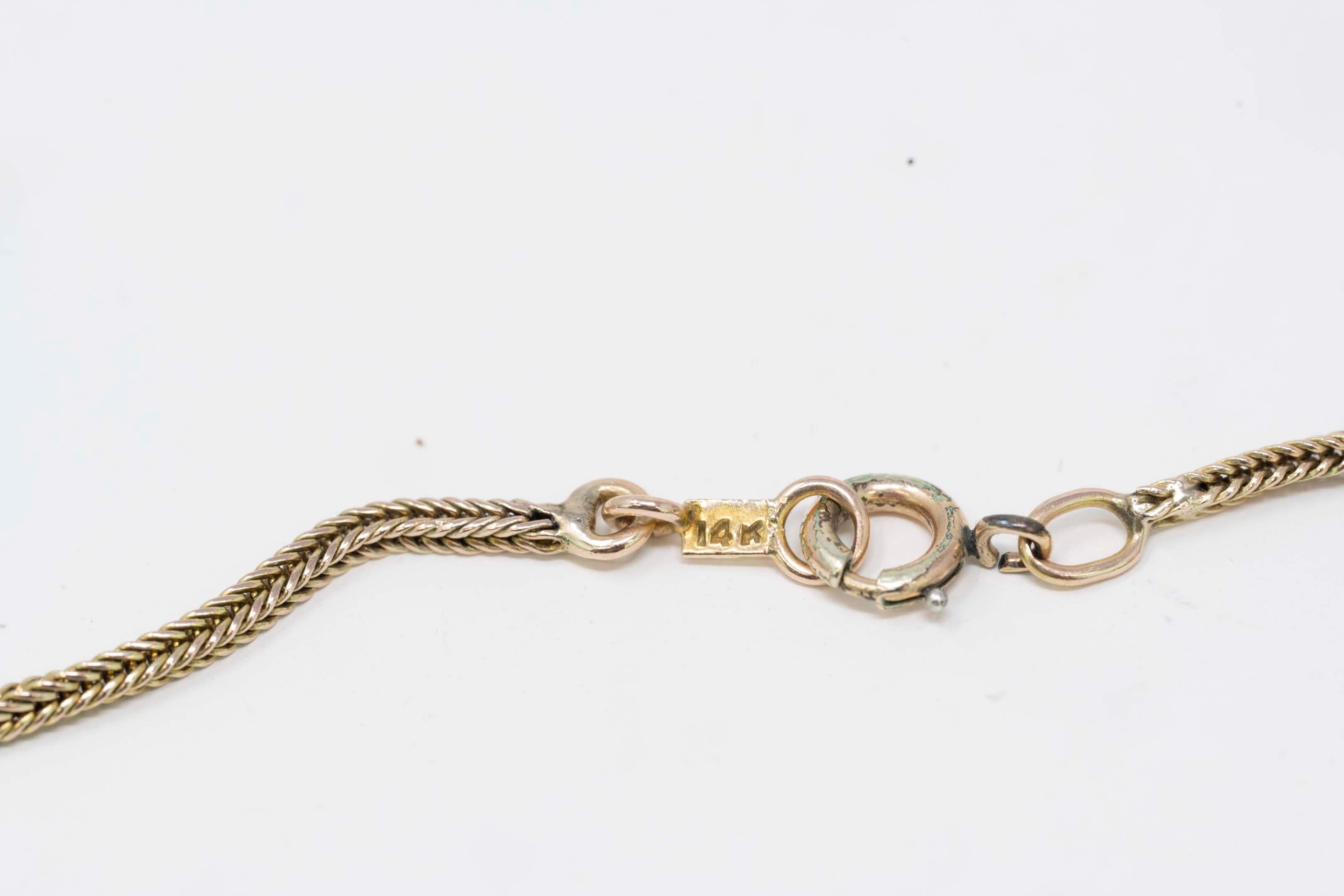 Victorian 14k Yellow Gold Necklace with Diamond & Seed Pearls 3