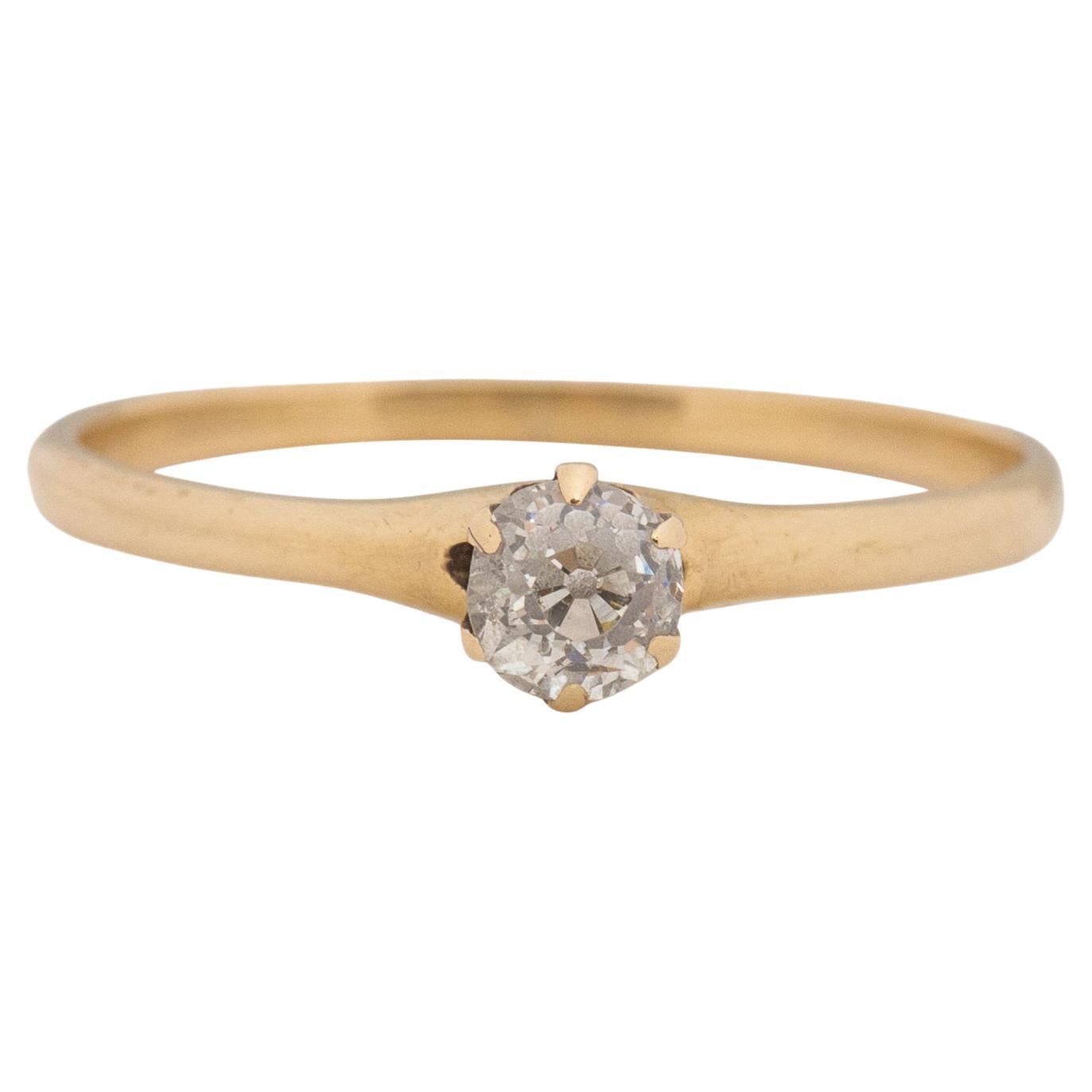 Victorian 14K Yellow Gold Old European Cut Diamond Solitaire Engagement Ring