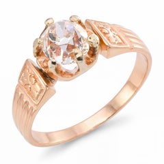 Victorian 14k Yellow Gold Old Mine Cut Diamond Solitaire Ring