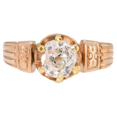 Victorian 14k Yellow Gold Old Mine Cut Diamond Solitaire Ring
