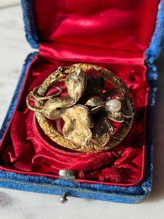 Victorian 14k Yellow Gold Pearl Orchid Floral Brooch/Pin 1860s