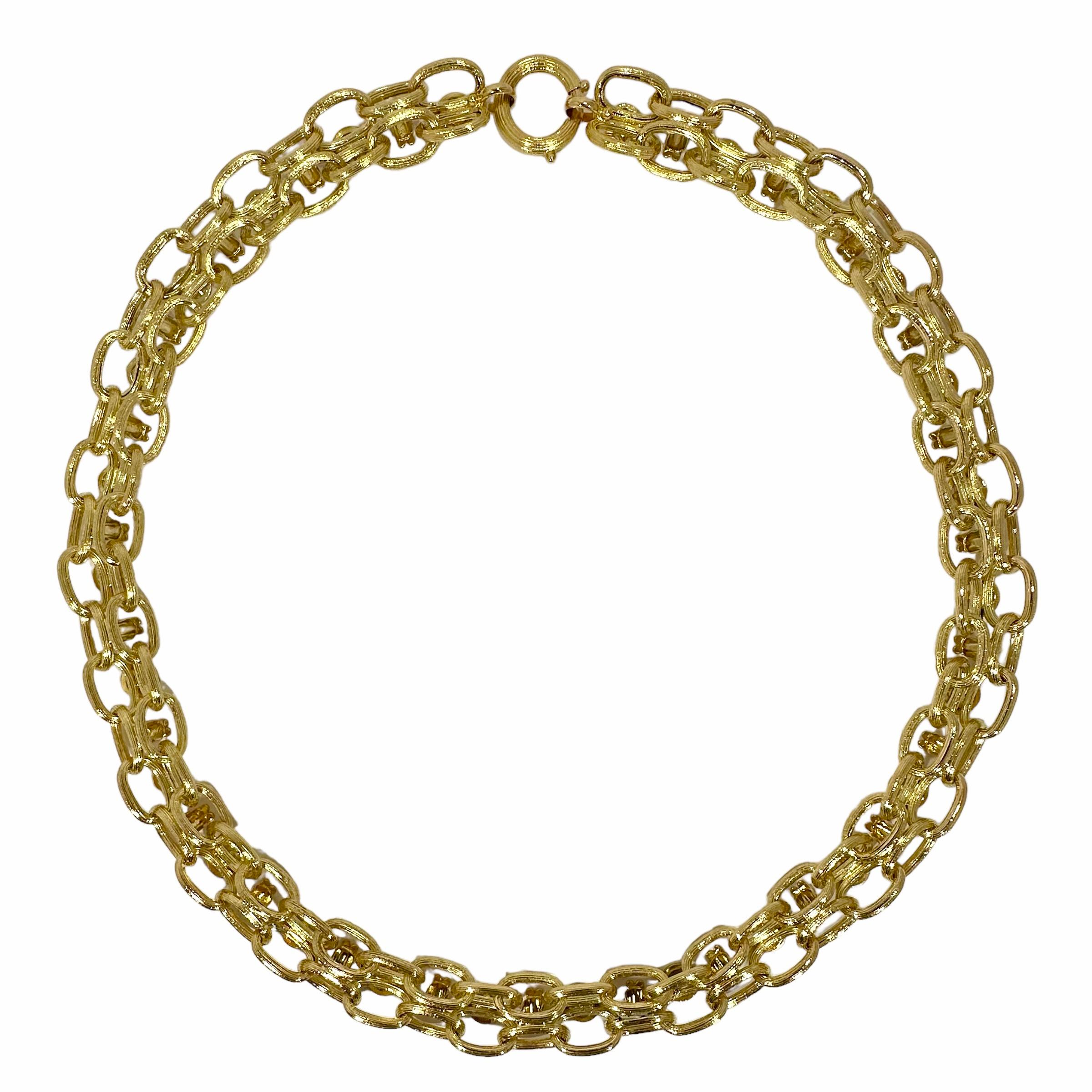 Victorian 14K Yellow Gold Reversible Necklace - 22 Inches Long X 5/8  Inch Wide In Good Condition In Palm Beach, FL