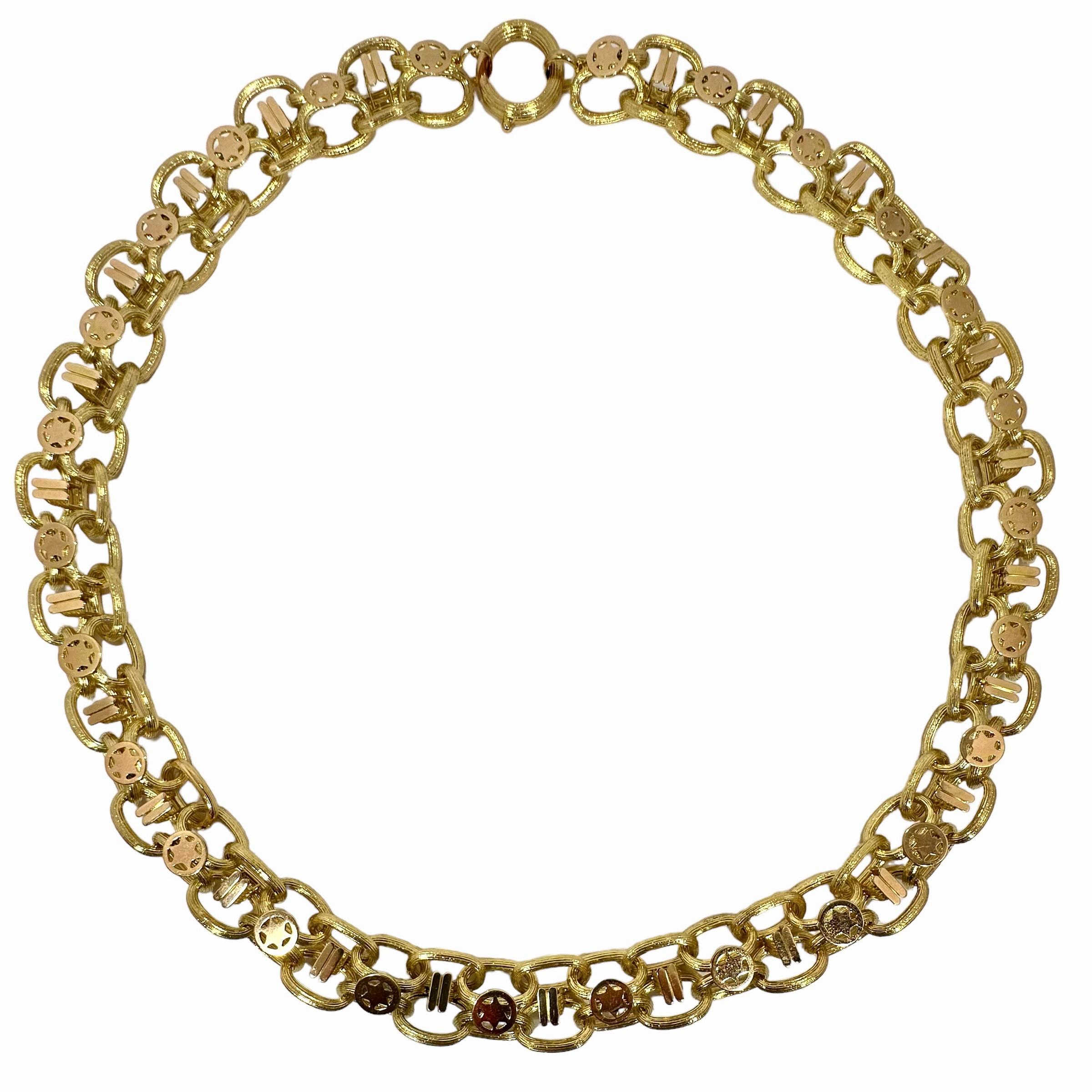 Women's Victorian 14K Yellow Gold Reversible Necklace - 22 Inches Long X 5/8  Inch Wide