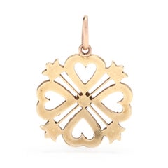 Victorian 14 Karat Yellow Gold and Seed Pearl Heart Charm / Pendant