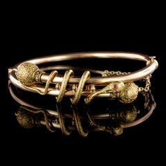 Victorian 14 Karat Yellow Gold Snake Bangle