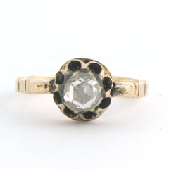Anello solitario vittoriano in oro giallo 14k, diamante taglio rosa 0,40ct