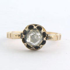 Bague solitaire victorienne en or jaune 14k, diamant taille rose 0.40ct