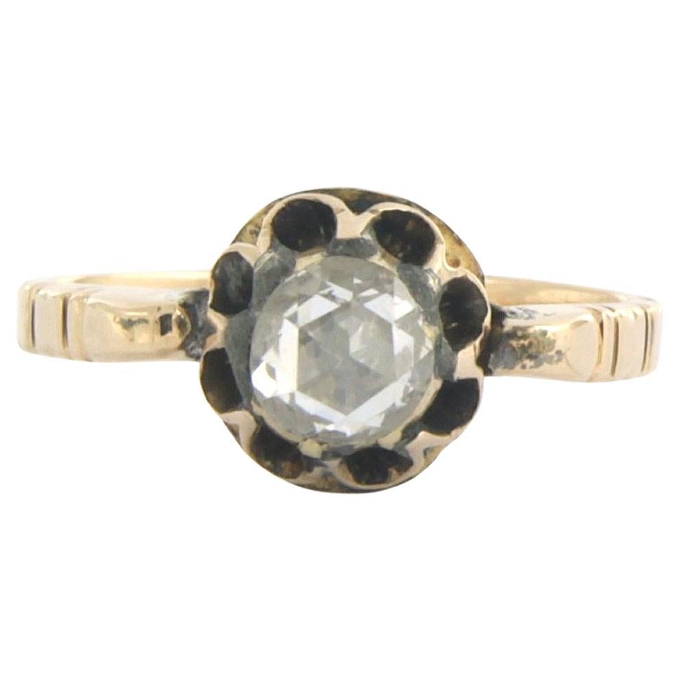 Victorian 14k Yellow Gold Solitaire Ring, Rose-Cut Diamond 0.40ct