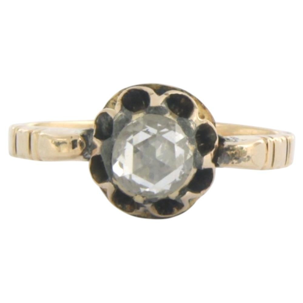 Victorian 14k Yellow Gold Solitaire Ring, Rose-Cut Diamond 0.40ct