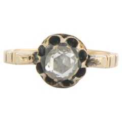 Bague solitaire victorienne en or jaune 14k, diamant taille rose 0.40ct