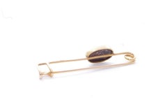 Victorian 14K Yellow Gold Turquoise Scarab Safety Pin Brooch