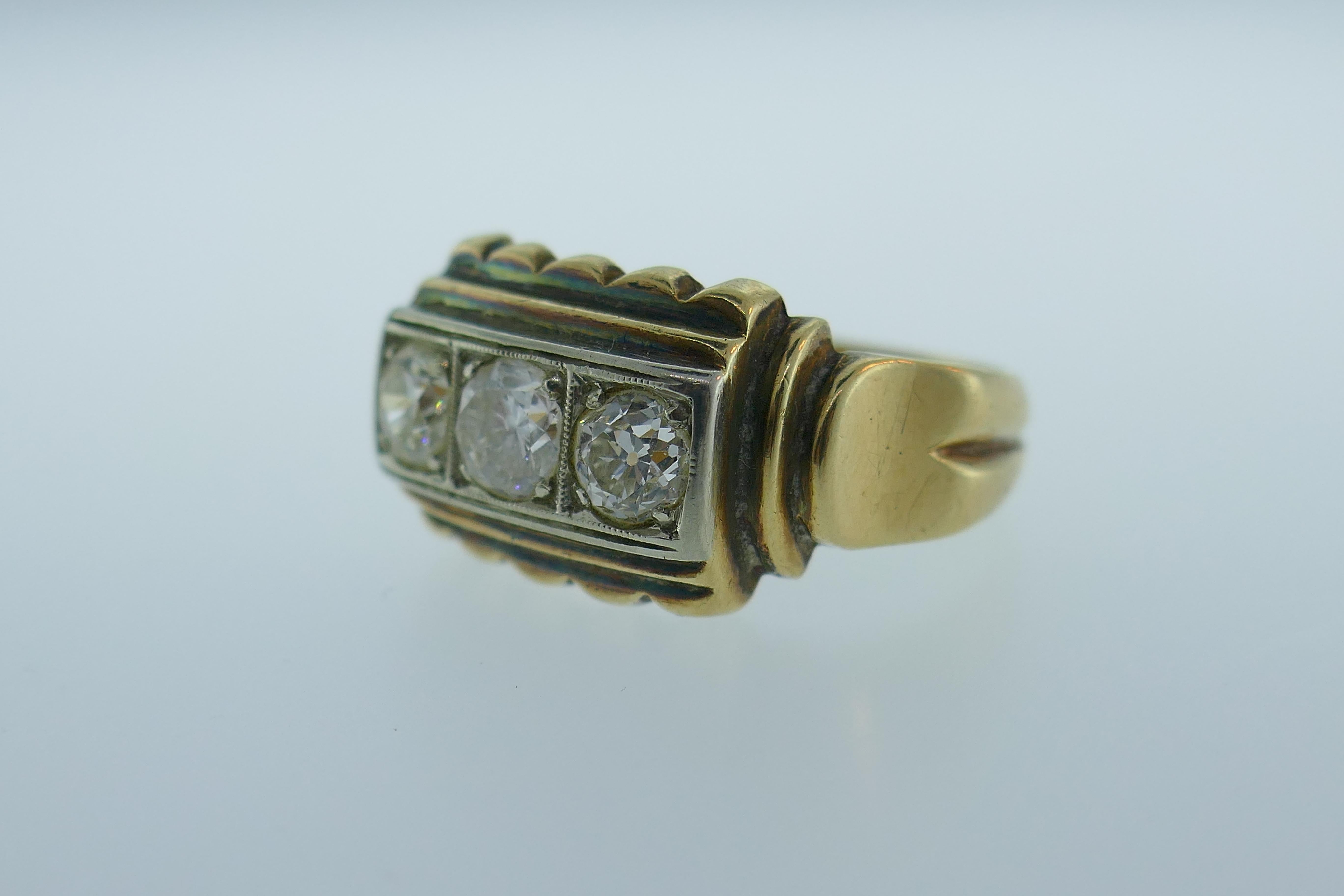 Victorian 14k Two Tone Gold & 0.75 Three Stone Old European Cut Diamond Ring Circa 1900s





Here is your chance to purchase a beautiful and highly collectible Victorian past, present & future diamond ring.  Truly a great piece at a great price!