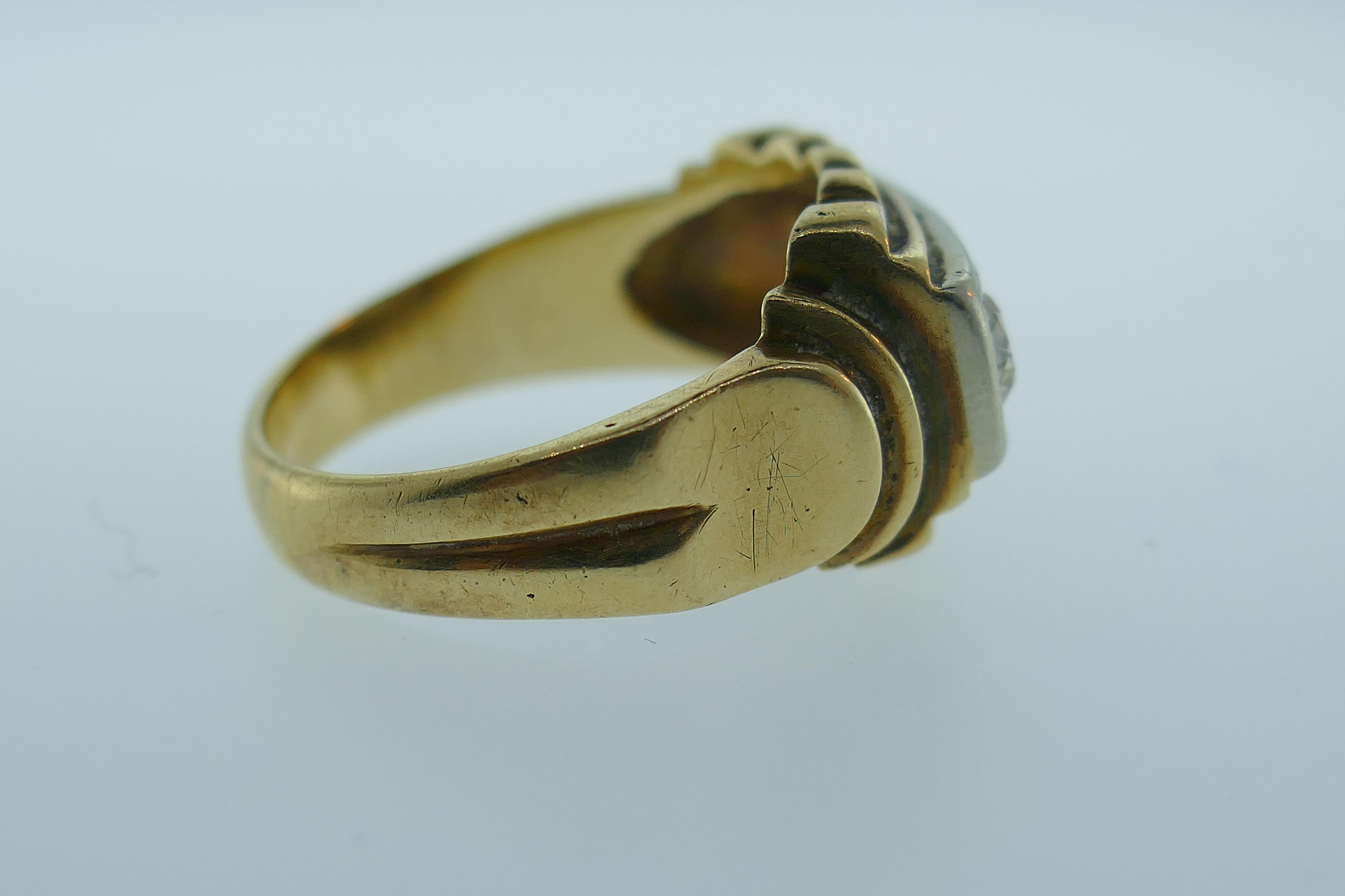 Victorian 14k Yellow & White Gold & Three Stone Old European Cut Diamond Ring 3