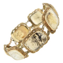 Bracciale vittoriano in 14kt e agata muschiata dendritica A Link