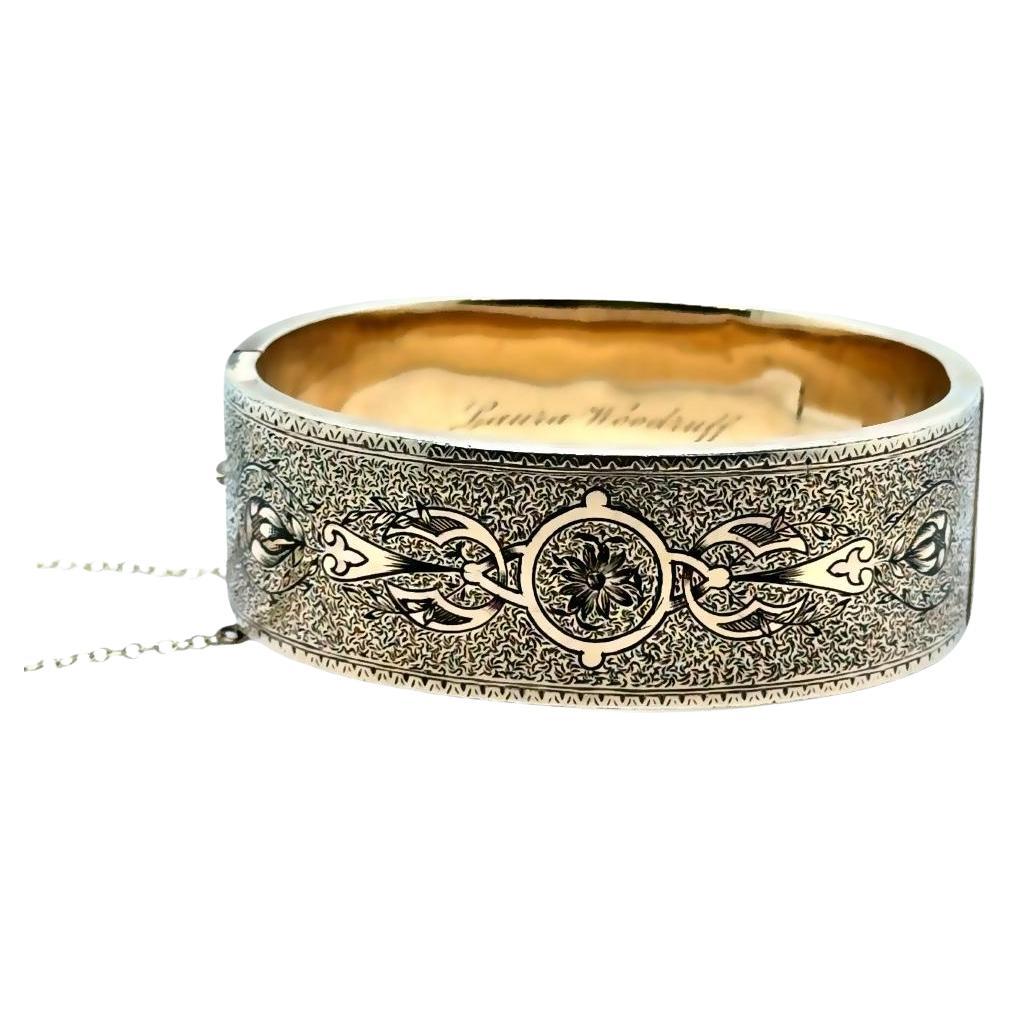 Bracelet victorien en or 14kt Tracery émaillé "Wedding Bracelet"