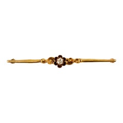 Victorian 14kt Gold Rose-tone Diamond Brooch, Circa 1880s, 0.08ct