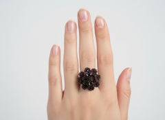 Victorian 14kt Gold & Silver Ring with Bohemian Garnets