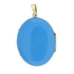 Victorian 14 Karat Hand Painted Enameled "Bird and Love Letter" Locket Pendant