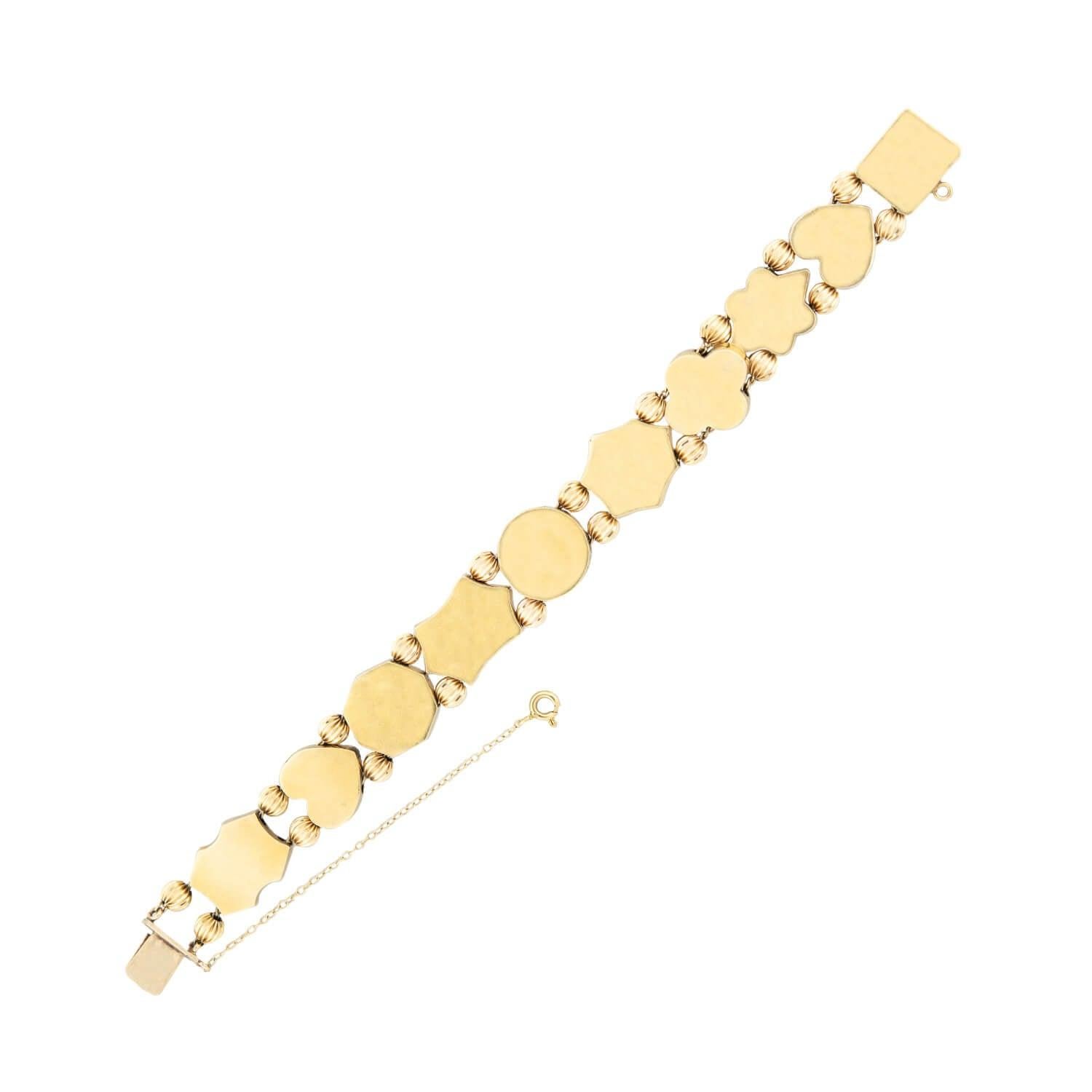 Round Cut Victorian 14kt Multi-Gemstone Slide Compliation Bracelet