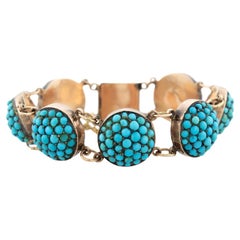 Victorian 14kt Pavé Turquoise Dome Link Bracelet