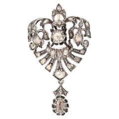 Pendentif cœur victorien en or sterling 14 carats avec diamants taille rose 1 carat