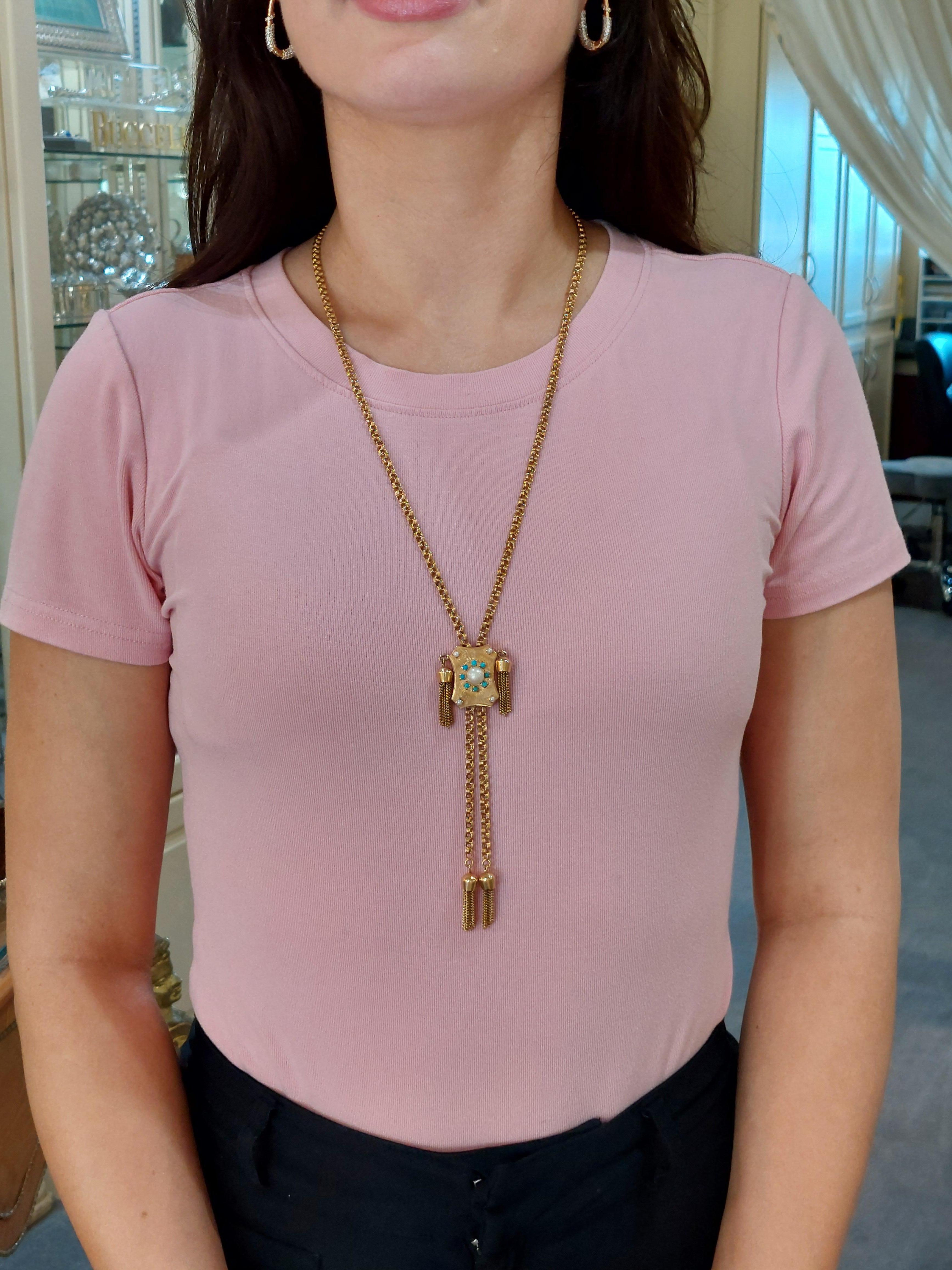 Collar Victoriano de 14KT con Cadena de Borlas de 32