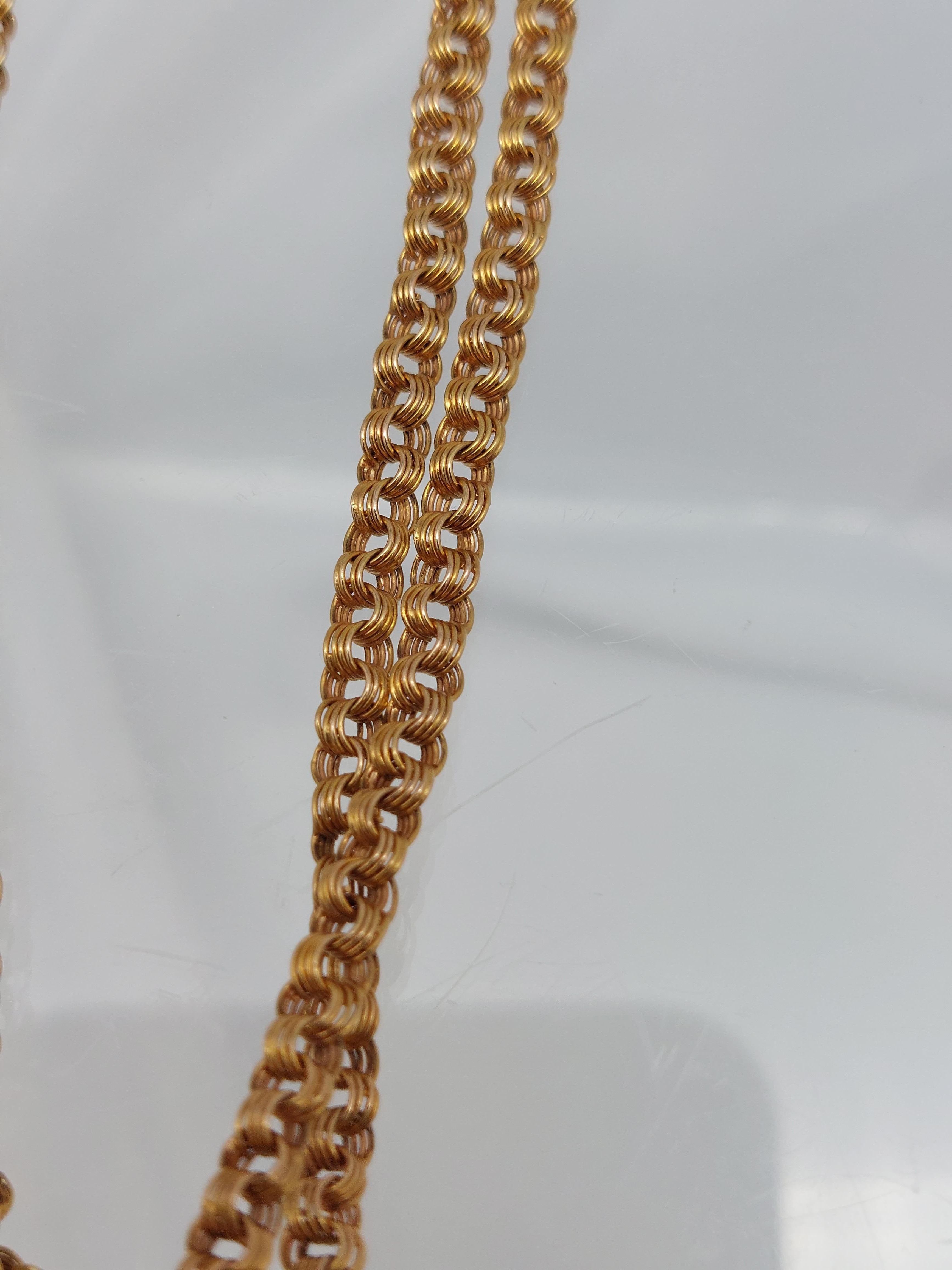 Femenino o masculino Collar Victoriano de 14KT con Cadena de Borlas de 32