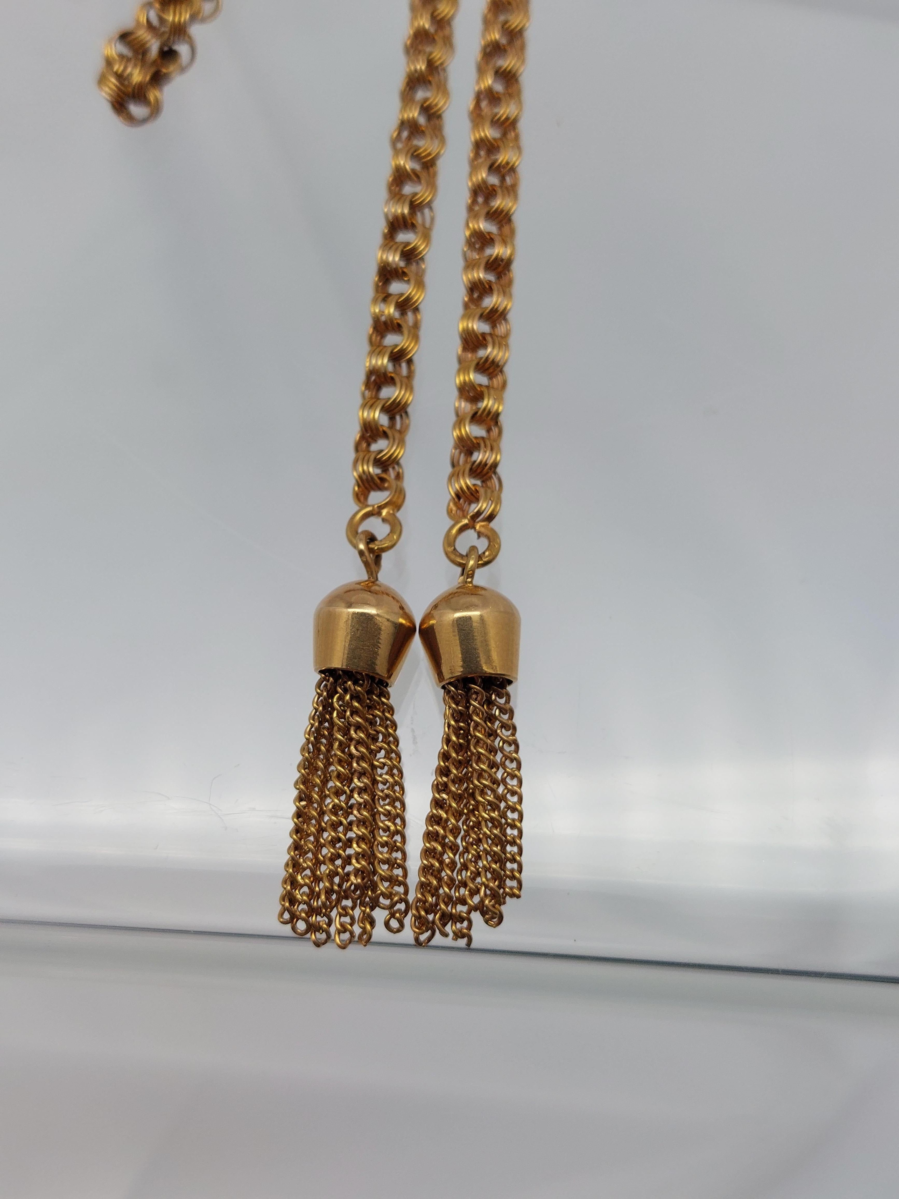 Collar Victoriano de 14KT con Cadena de Borlas de 32